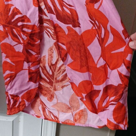 Curations tulip hem lounge wide leg tropical pull-on crop pants Sz LP - Picture 5 of 9